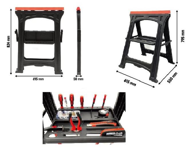 Munkakecskék + szerszámos polc 2 db 170 kg/db KD506