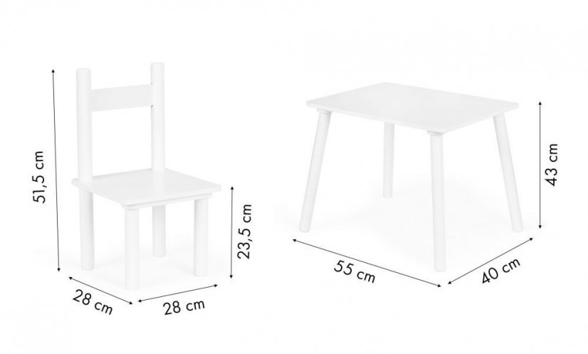 Masa pentru copii din lemn PLAIN + 2 scaune