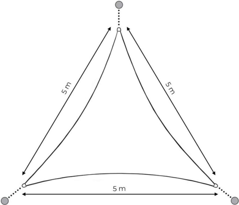 Градински слънцезащитен екран 5x5x5m сив 180g/m2