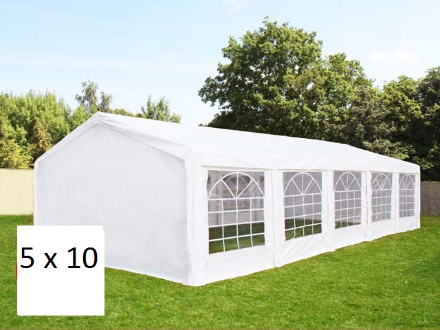 Party šator 5x10m - PE Classic - konstrukcija od čeličnih cijevi, bijeli