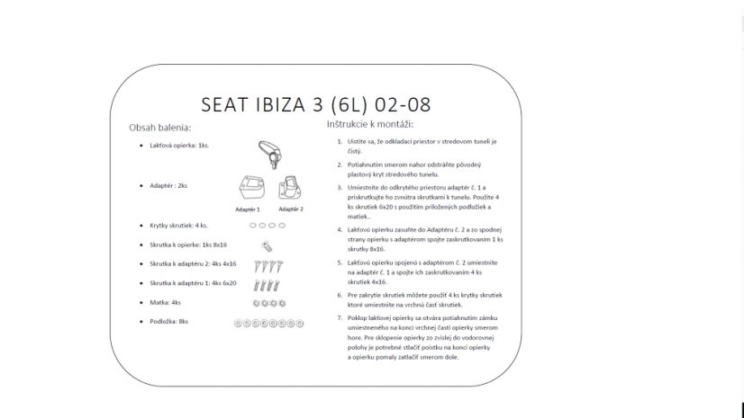 Könyöktámasz Seat IBIZA 3 (6L), fekete, öko-bőr