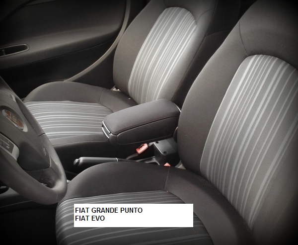 Könyöktámasz Fiat Grande Punto + EVO, fekete, textil borítás