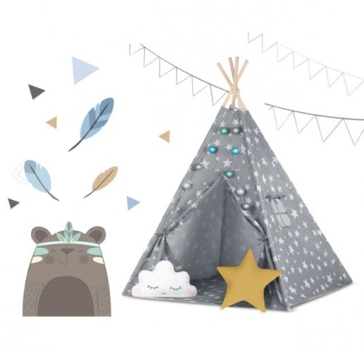 Детска палатка TeePee с възглавници Grey Sky