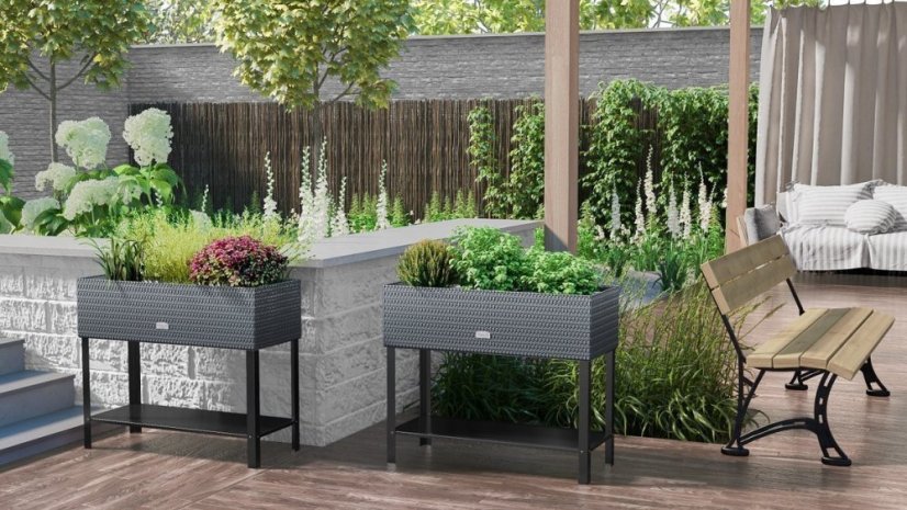 Rattan virágtartó Salermo zöldes-barna 95x40x30