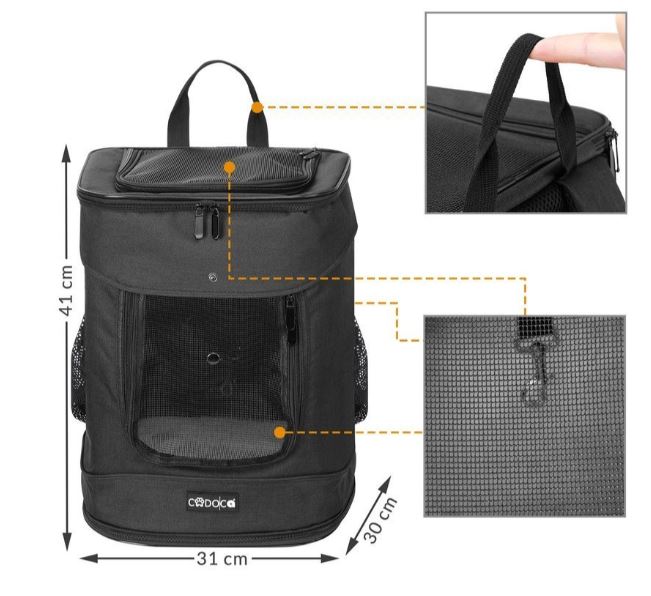 Hátizsák állatok szállítására 41x30x31 cm Black