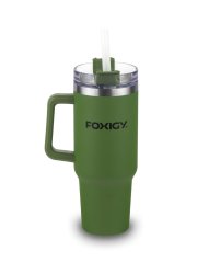 Autós thermo bögre szívószállal 1200 ml Army green