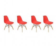 Stuhl-Set in Rot skandinavischer Stil CLASSIC  3+1 GRATIS!