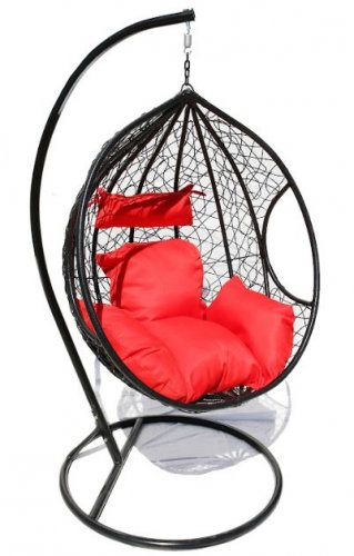Balansoar/scaun suspendat Maroko negru cu pernă roșie