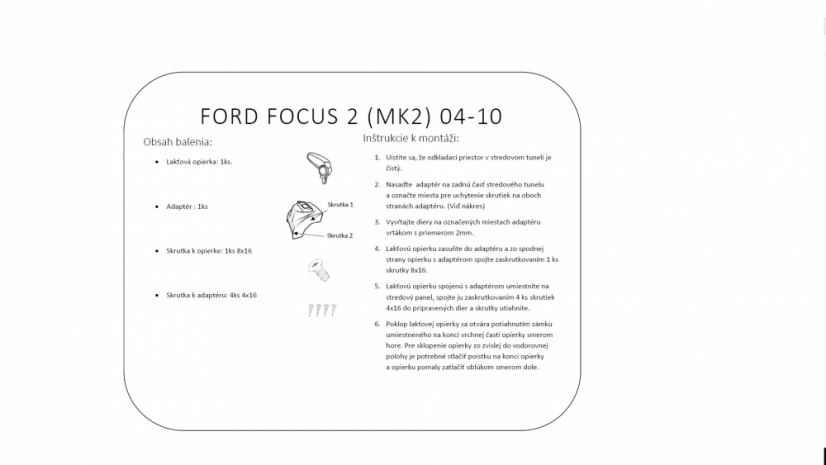Naslon za ruku Ford Focus II, MK2, siva, presvlaka od tekstila