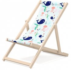 Детски дървен лежащ градински шезлонг Море
