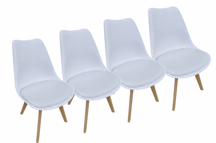 Scaune de sufragerie 4buc albe, stil scandinav Basic
