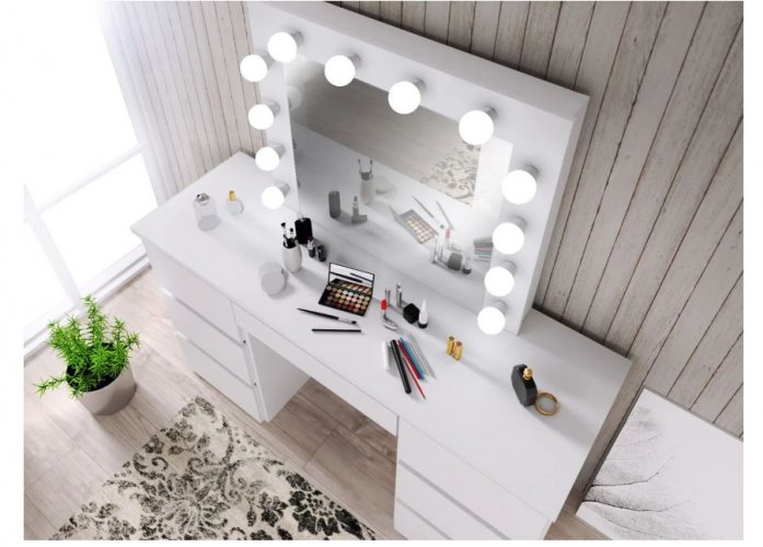Toaletni stolić s LED ogledalom Daniella White