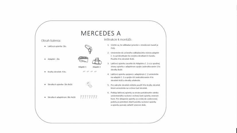 Naslon za roke Mercedes-Benz razreda A model W168 VANEO, Črna, eko usnje
