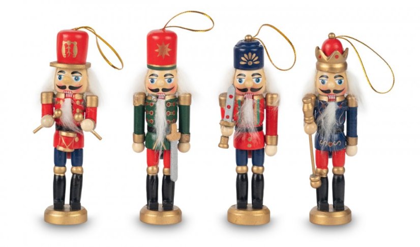 Fából készült karácsonyi díszek Diótörő 4db 12,5cm