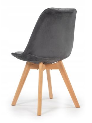 Blagovaonska stolica od baršuna u skandinavskom stilu Grey Glamour