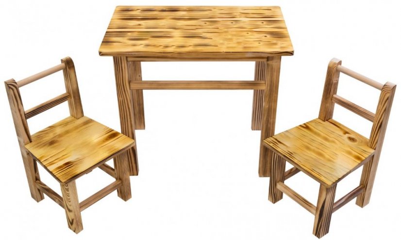 Детска дървена маса + 2 стола