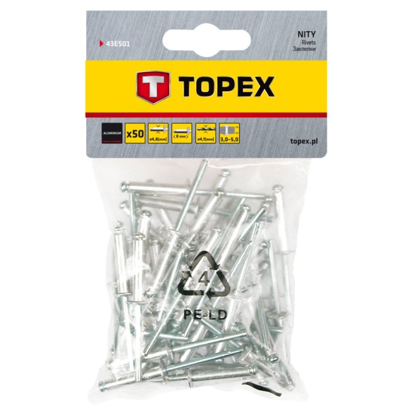 Alumínium szegecs hasítószegecs 4,8 mm x 8 mm, 50db 43E501