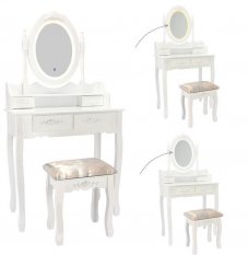 Toaletni stol s LED ogledalom Primadona White