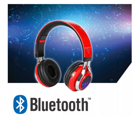 Căști fără fir Bluetooth 500mAh 10m 4h LED RED