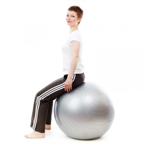 Фитнес гимнастическа топка 75cm с помпа Grey