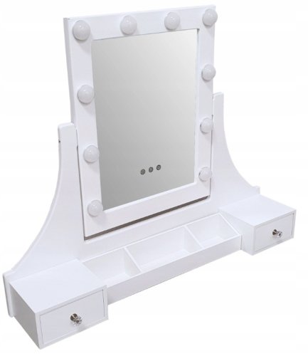 Toaletni stolić LED ogledalo i ružičasti tabure