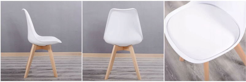 Трапезни столове 4бр бяло-сиви скандинавски стил Basic
