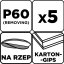 Csiszolókorongok, perforált, tépőzáras lyukakkal 225 mm, P60, 5 db 58T271