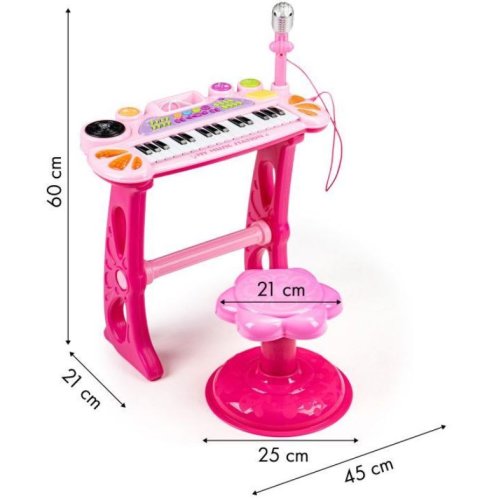Gyerek zongora mikrofonnal és Flower Rose taburettel