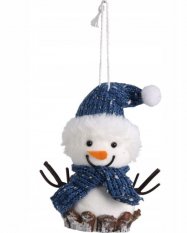 Коледен орнамент снежен човек син 11cm