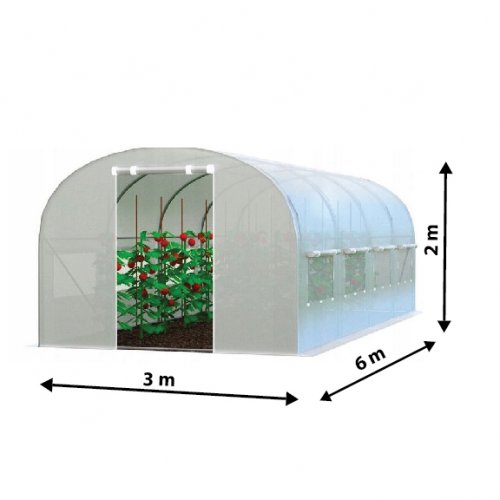 Vrtni rastlinjak BELI 3x6m z UV filtrom PREMIUM - 2x vrata