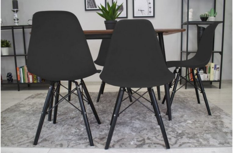 Jedilni stoli 4 kosi črni skandinavski stil Dark Classic