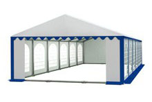Party sátor 6x12m - Professional - acél csőszerkezetű konstrukció, fehér-kék