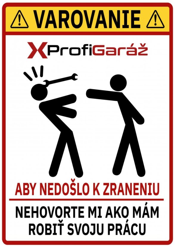 Matrica szerelőhöz 15x21cm Figyelmeztetés fehér