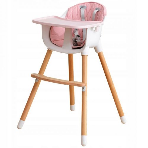 Scaun de masă din lemn pentru copii 2in1 Pink Modern Ecotoys