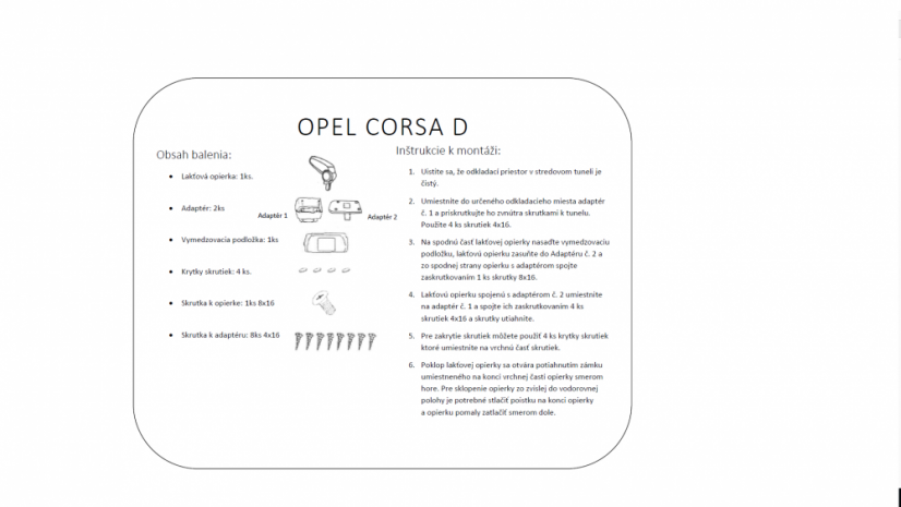 Naslon za ruku Opel CORSA D, Crna, eko koža