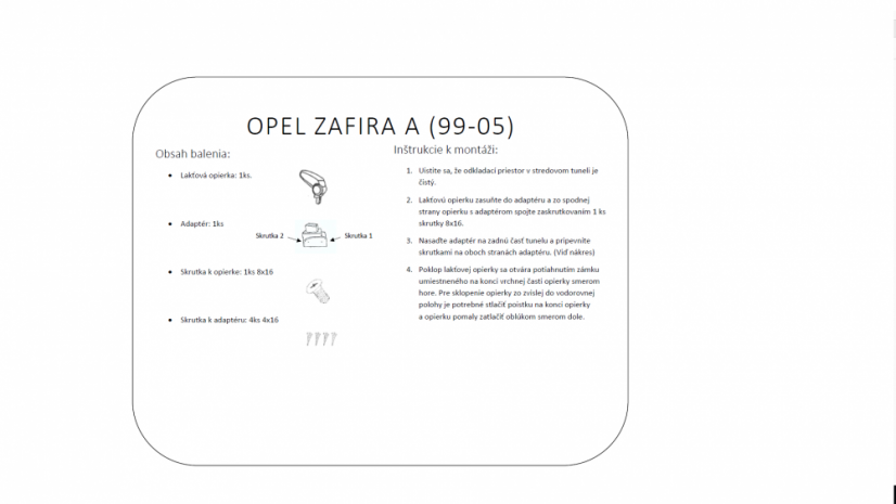 Könyöktámasz Opel ZAFIRA A 1999 - 2005, fekete, öko-bőr