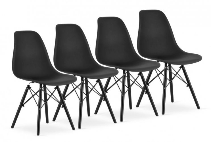 Scaune de sufragerie 4buc negre, stil scandinav Dark Classic