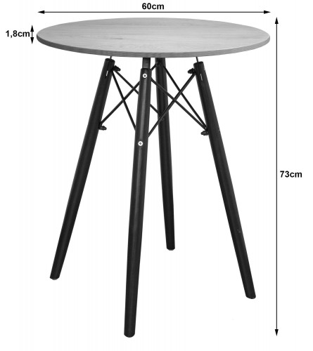 Kör asztal ANELLO Dark Ash 60cm