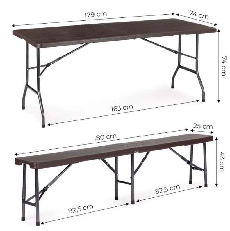 Ugostiteljski set stol + 2 klupe 180cm Wooden Brown