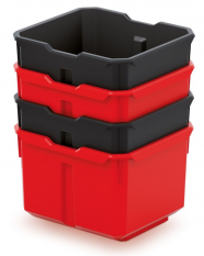 Műanyag dobozok 157x140x105mm Black/Red 4db