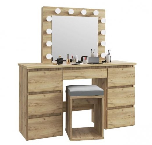 Masă de toaletă cu oglindă LED Daniella stejar craft