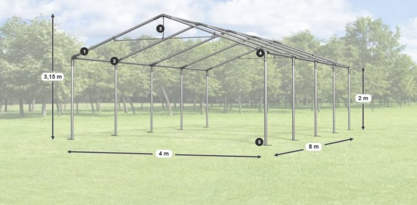 Cort de petrecere 4x8x2m Comfort PVC 560g cu plasă împotriva insectelor Summer