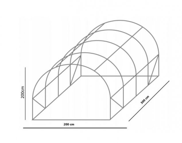 Konstrukció a 2x3m kerti fóliaházhoz PREMIUM