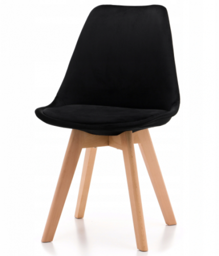 Blagovaonska stolica od baršuna u skandinavskom stilu Black Glamour