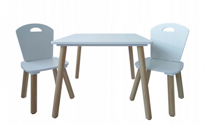 Otroška miza in 2 stola bela