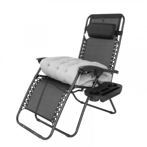 Podesiva vrtna fotelja s jastukom Black/Light Grey