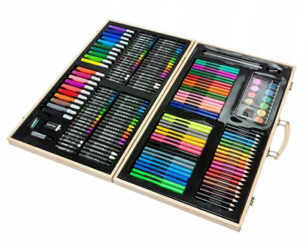 Umetnikov kovček z barvami in barvami za slikanje 180 kosov
