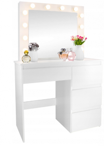 Toaletna mizica z ogledalom LED Miss White