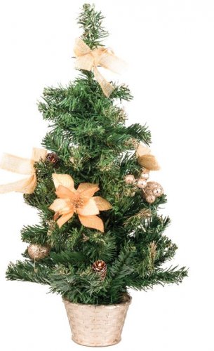 Božićno drvce za stol Jela 60cm Gold Poinsettia
