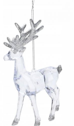 Коледен орнамент елен прозрачен сребърен